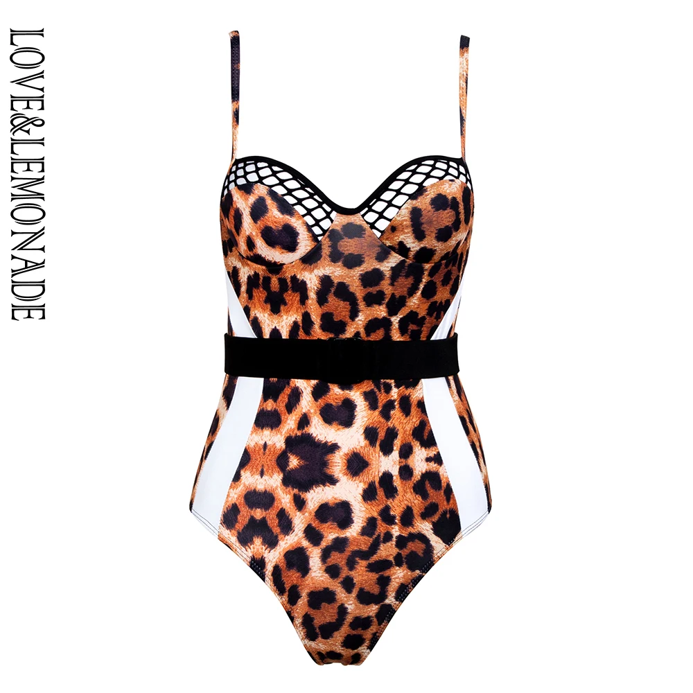 Love & Lemonade сексуальный топ с леопардовой строчкой купальный костюм (Whit Belt) LMS05|Боди|