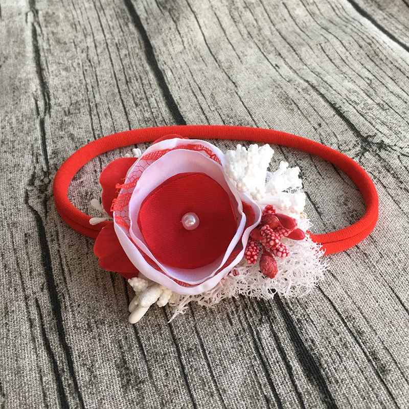 Рождественская Красная белая повязка на голову с цветами|white flower headband|flower