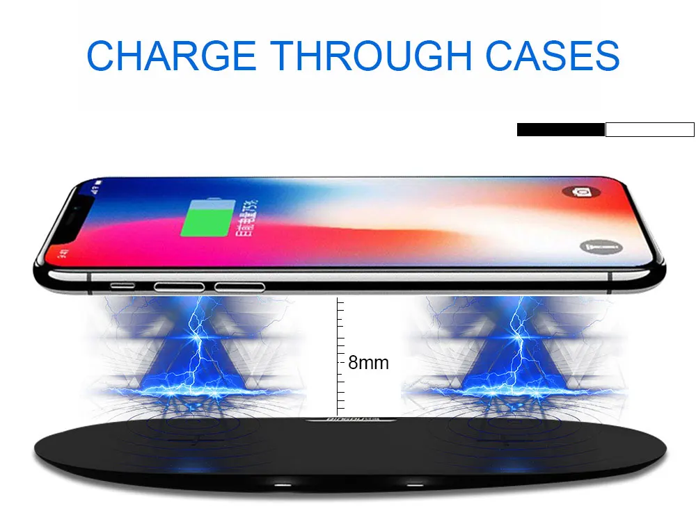 Ascromy QI Беспроводное зарядное устройство 10 Вт док-станция для samsung Galaxy S9 Plus S8 Apple iPhone 8 Plus X 10 два телефона Cargador inalambrico Pad