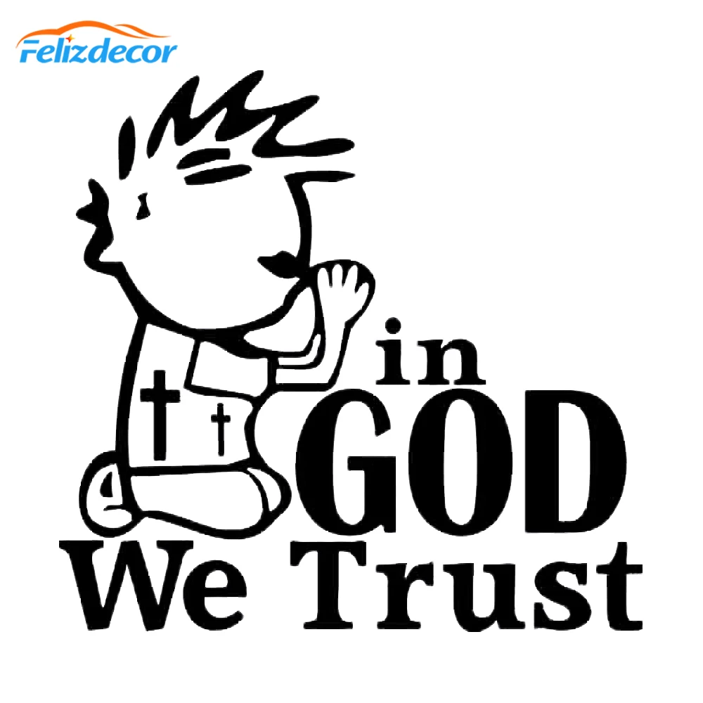 16*15cm Car Quote In God We Trust Sticker for Windows Sides Bumper Hood Art Decor Cool Laptop Stickers Cover L869 - купить по