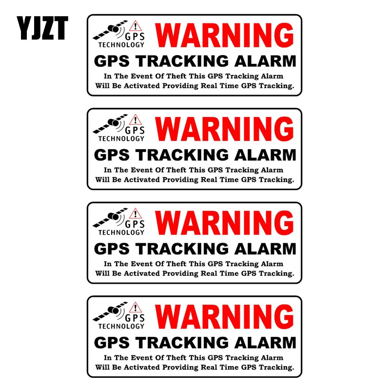 

YJZT 10CM*3.9CM 4X Car Sticker WARNING GPS TRACKING ALARM Reflective Personality Decal C1-7582
