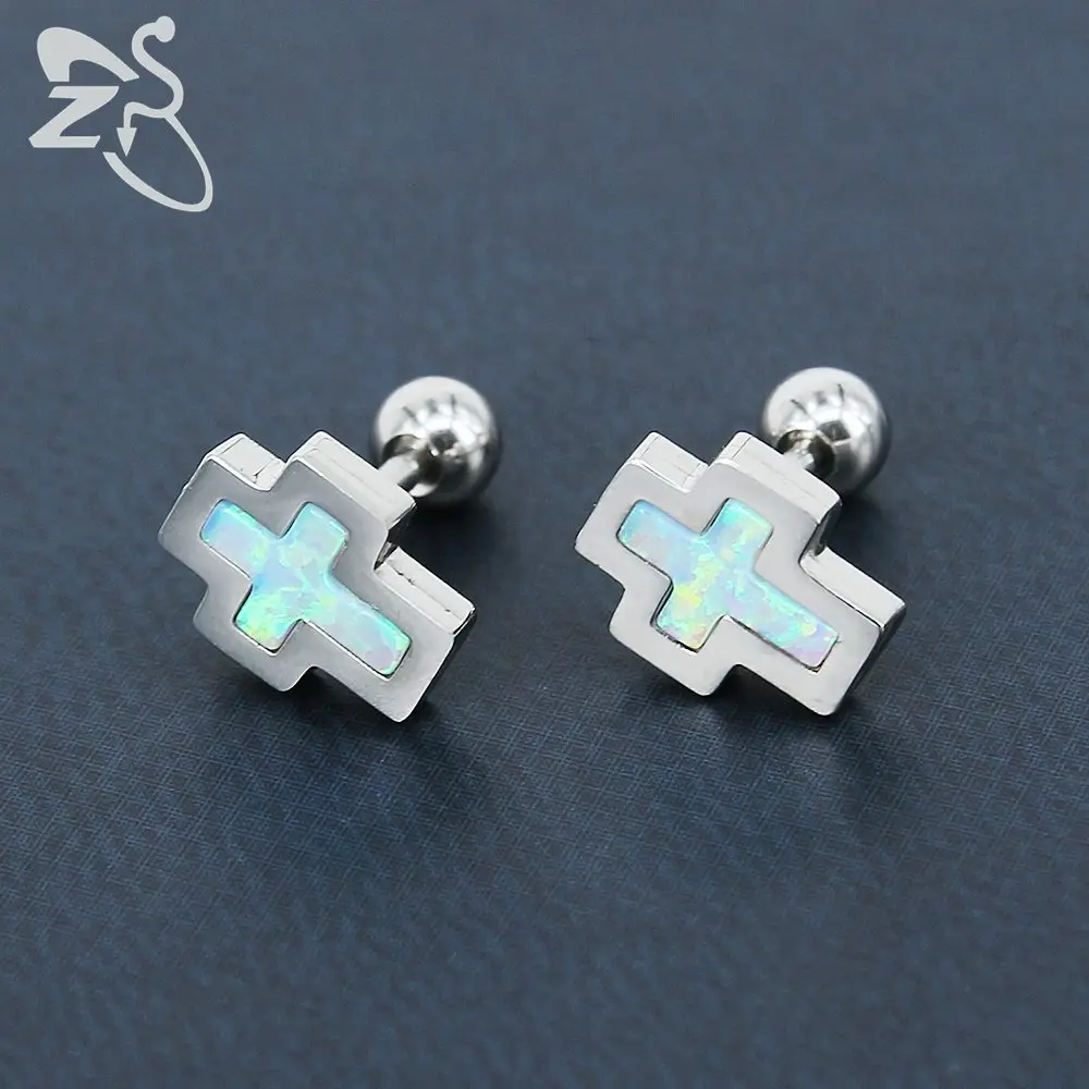 Женские серьги гвоздики из хирургической стали с опалом|boucle d'oreille|stud earringsstone stud