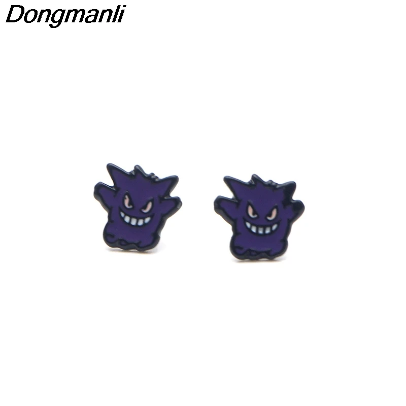 P3242 Dongmanli Gengar нержавеющая сталь пирсинг для уха шпилька Дети Стильные серьги для женщин Эмаль серьги ювелирные подарки для девочек