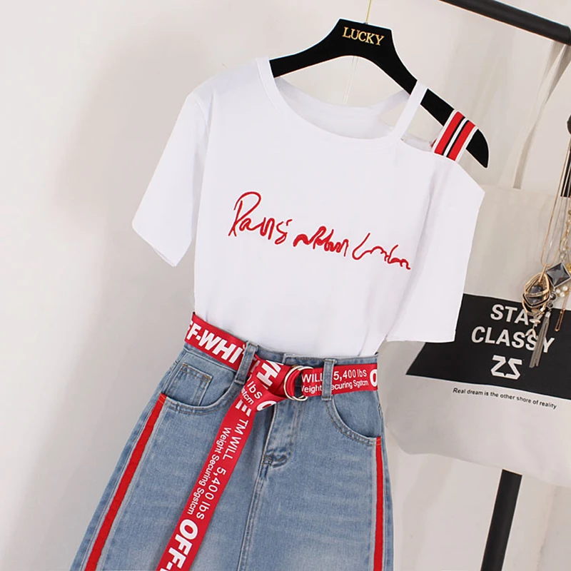 Женский летний комплект из топа и юбки мини юбка с буквенным принтом спортивный