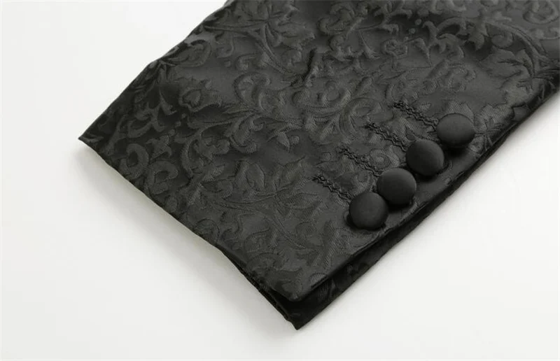 Черный свадебный мужской костюм с вышивкой приталенный из 2 предметов: пиджак +