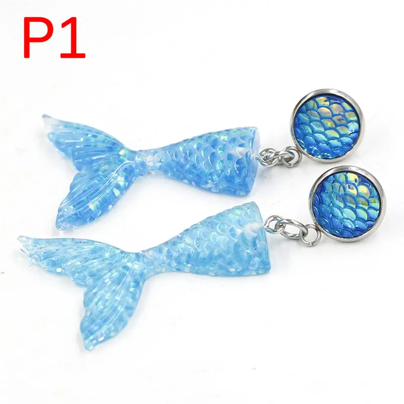 1 пара голографических висячих сережек русалки, блестящие хвосты русалки, чешуи, серьги с рыбками-подвесками, Женские Ювелирные изделия, 4 цвета