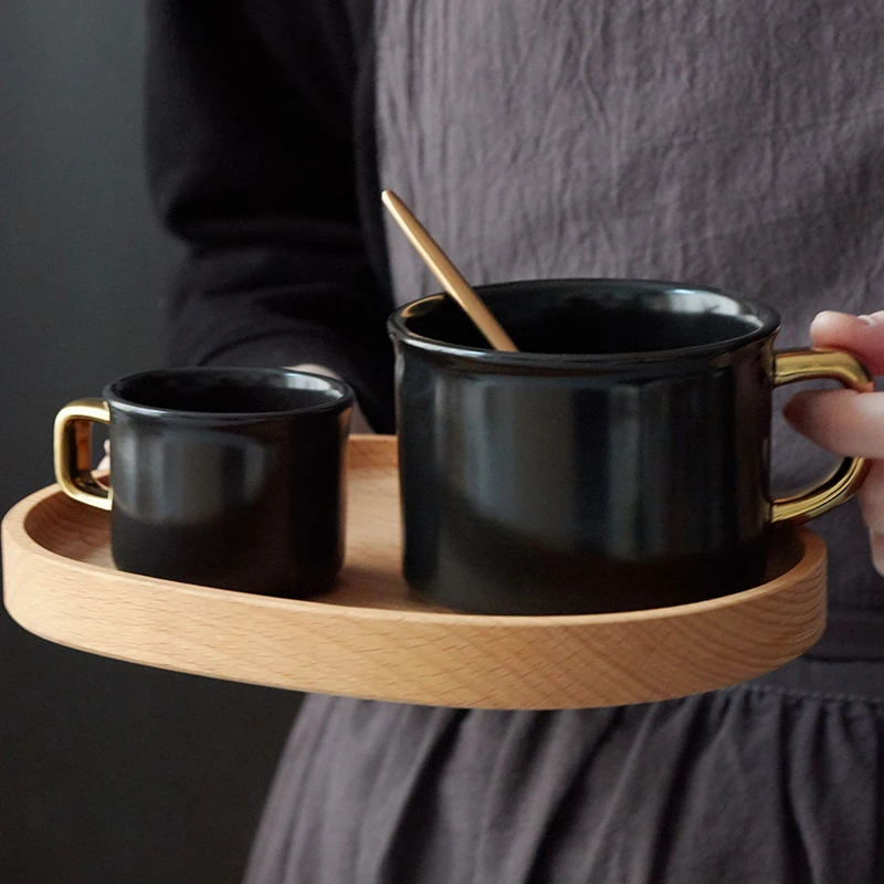 Японский стиль кофейные чашки для молока черные матовые короткие кружки