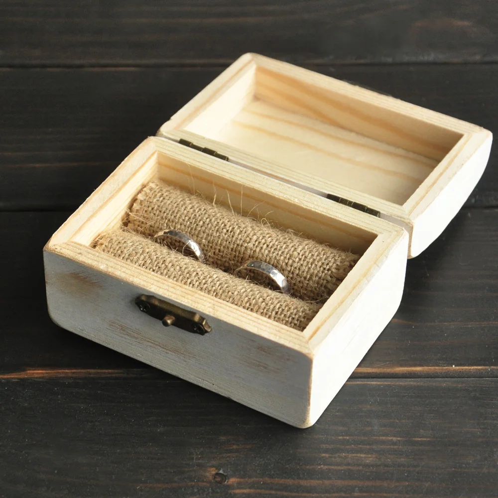 Деревенская Персонализированные Свадебные кольца коробка деревянная шкатулка с