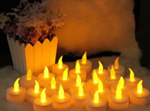 50 шт. светодиодные Чайные свечи для рождественской вечеринки свадьбы дня