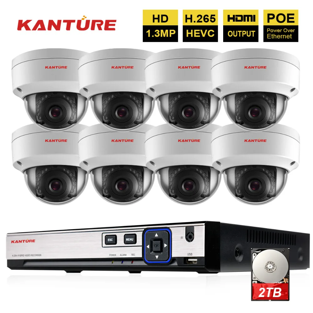 H.265 8CH 4MP POE CCTV система NVR 8 шт. 1.3MP IP66 VandalProof безопасность в/Открытый IP камера