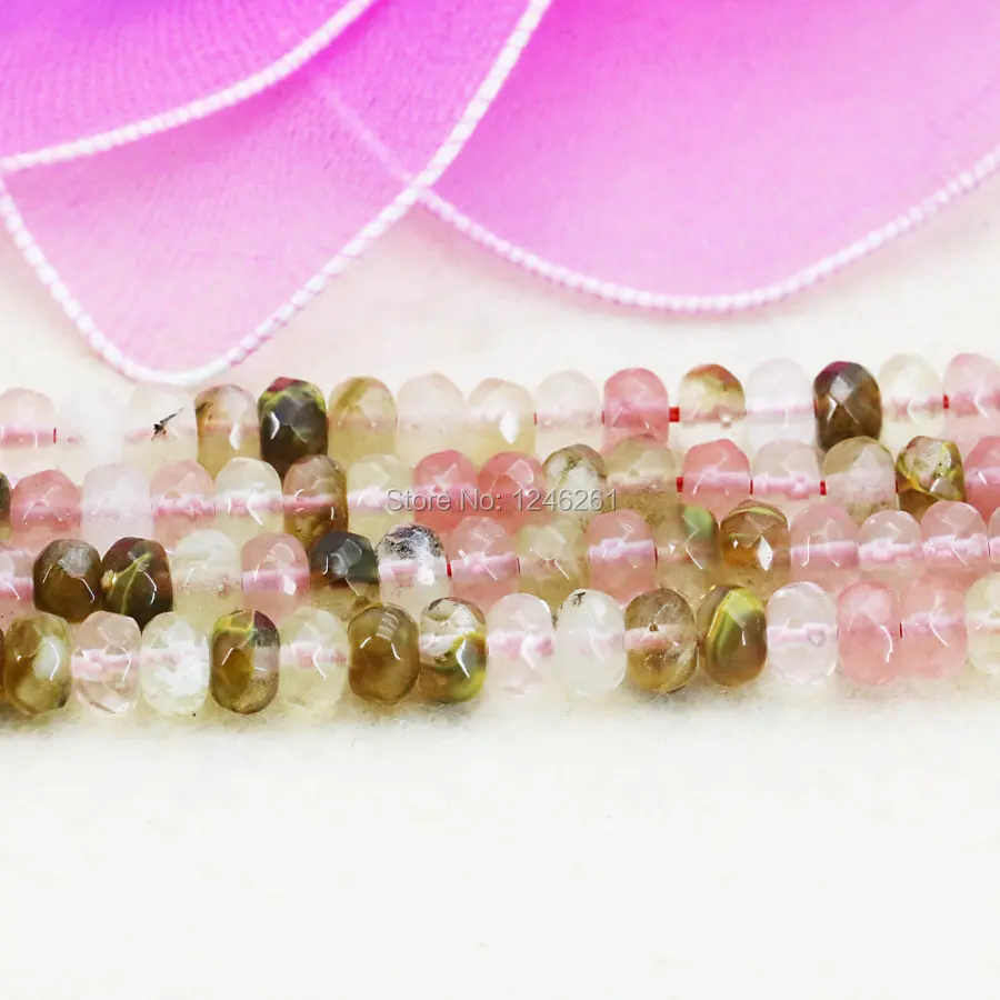 Аксессуары бусины-абакусы из турмалина и арбуза 4 Х6 мм | Украшения аксессуары