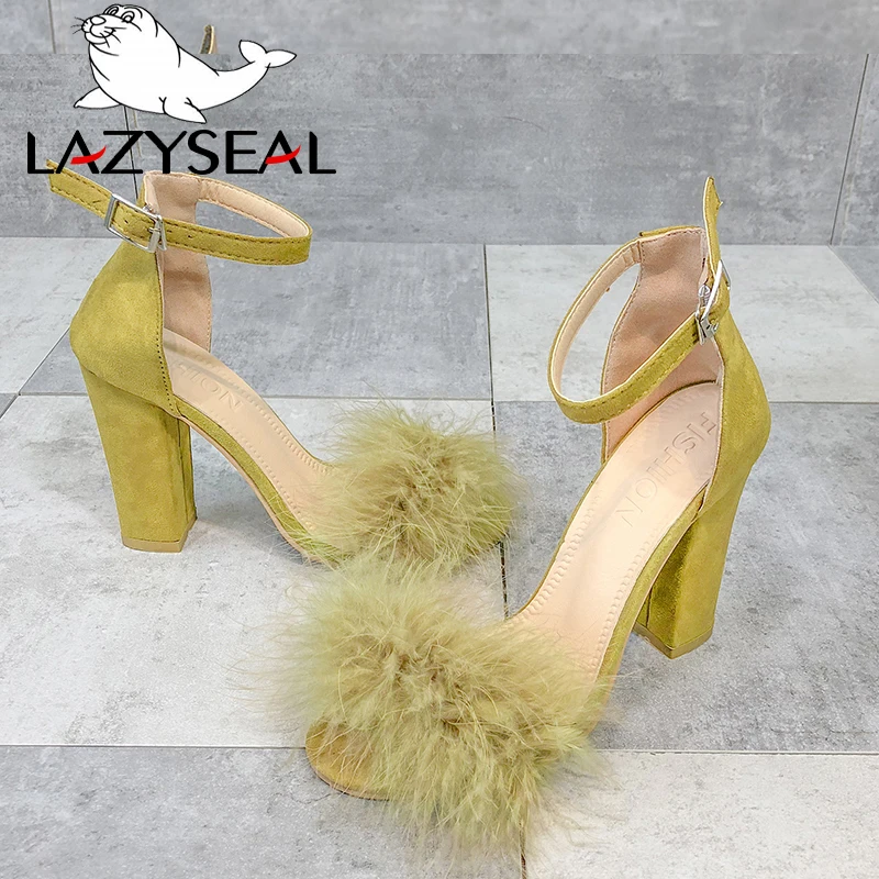 Женские босоножки LazySeal на высоком каблуке туфли лодочки ремешок с пряжкой