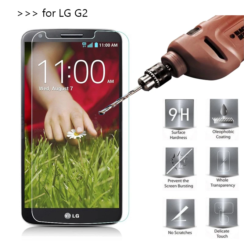 2 шт./лот закаленное Стекло для LG G2 Optimus D801 D802 LS980 Экран протектор Защитная пленка