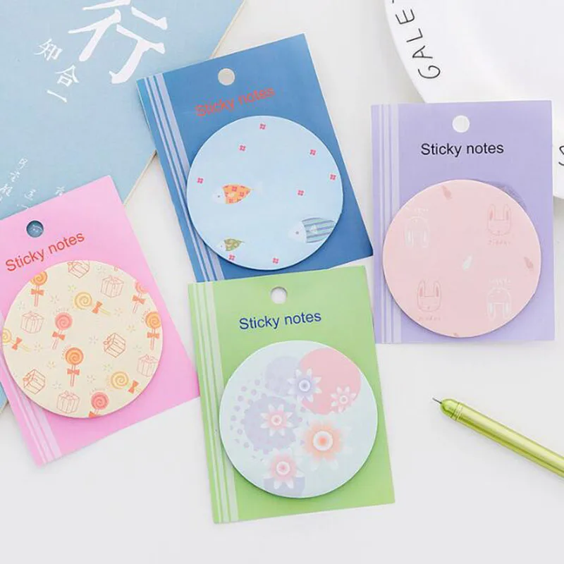 

Cute Round Torn NotePad Post Sticker Kawaii Memo Pads Notebook Color Label Stickers Office School Supplies Korean Stationery