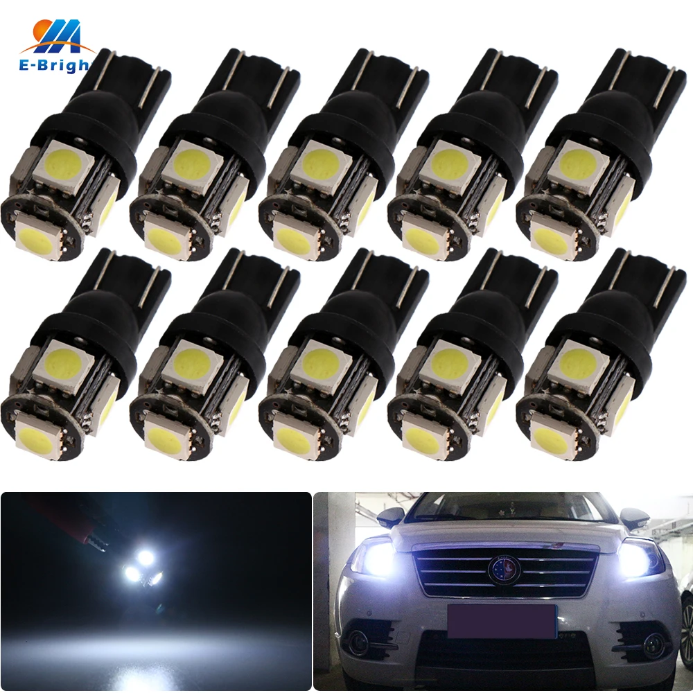 10 шт. T10 5050 5 SMD LED 194 168 W5W светодиодные автомобильные лампы Распродажа 12 в черный