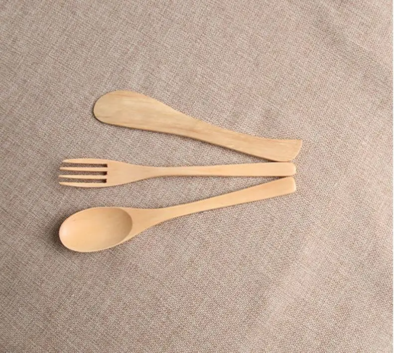 

Originality Wooden Dinnerware Natural Bamboo Tableware Gift Security Non Toxic Spoon Fork Knife Set Exquisite Anti Scald SN1351