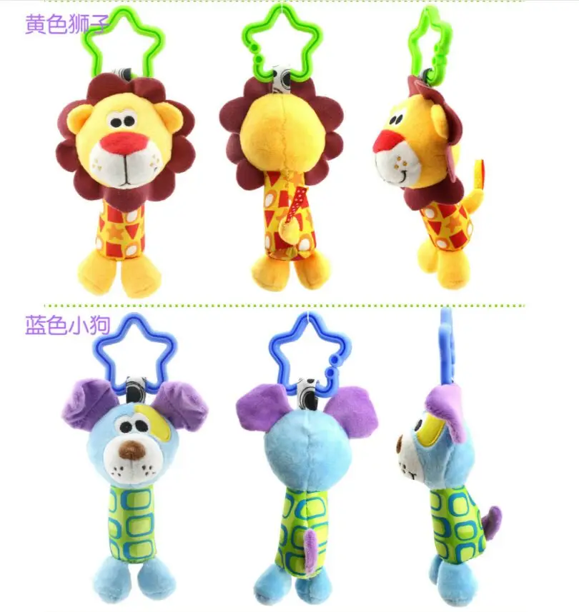 Animal Plush Stuffed Soft Baby Rattle Stick Toys Hanging Hand Bells for Children Newborn Gift Grasp Game Elephan Monkey | Игрушки и