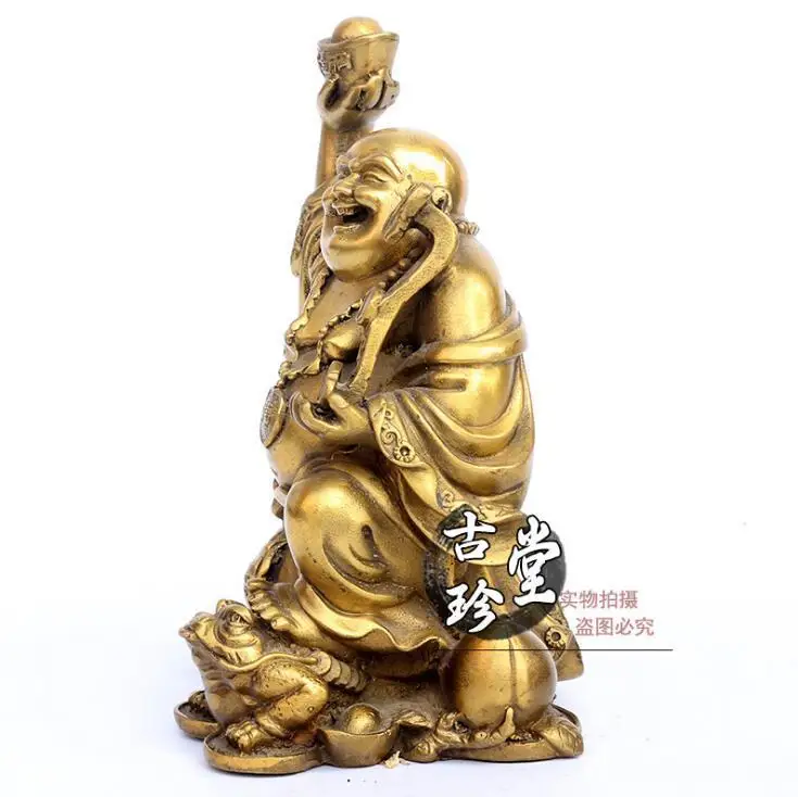 Статуя Будды Yuanbao из чистой меди с веселым смехом | Дом и сад