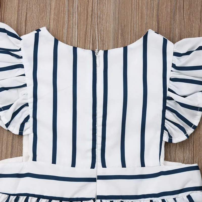 От 1 до 4 лет для новорожденных летнее Полосатое праздничное платье принцессы с