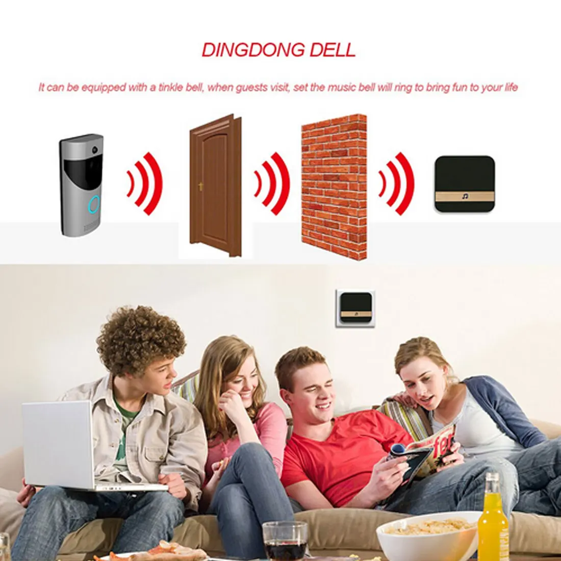 Беспроводной Wifi дверной звонок умный видео телефон 720P HD WiFi безопасность IP68 Водонепроницаемая камера ИК Ночное Видение