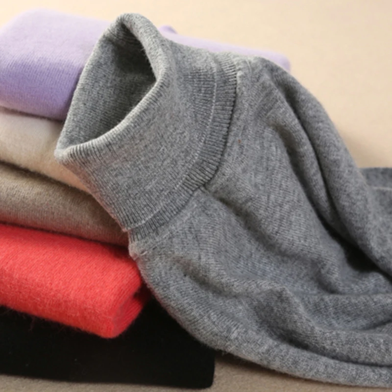 Женский кашемировый свитер с высоким воротником Septass вязаный джемпер длинными