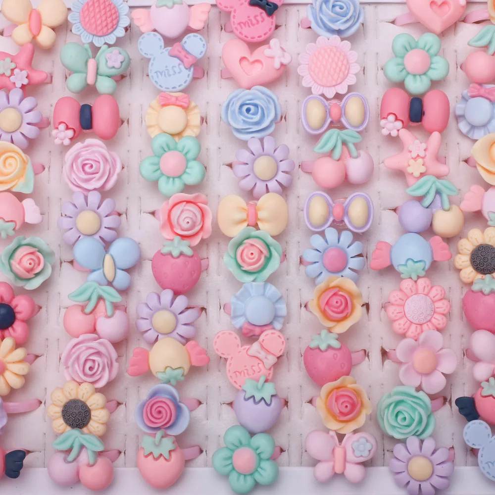 Оптовая продажа 100 шт. разноцветные пластиковые розовые кольца в ассортименте с