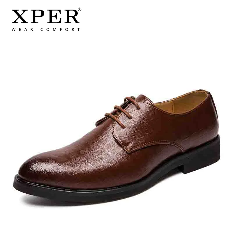 

XPER Brand Big Size 38-47 Men's Dress Shoes Handmade Formal Wedding Footwear Male Business Shoes Artificial Leather Black #XP051