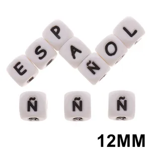 Бусины силиконовые с буквами испанского алфавита, украшения Прорезыватель для зубов, 20 шт.