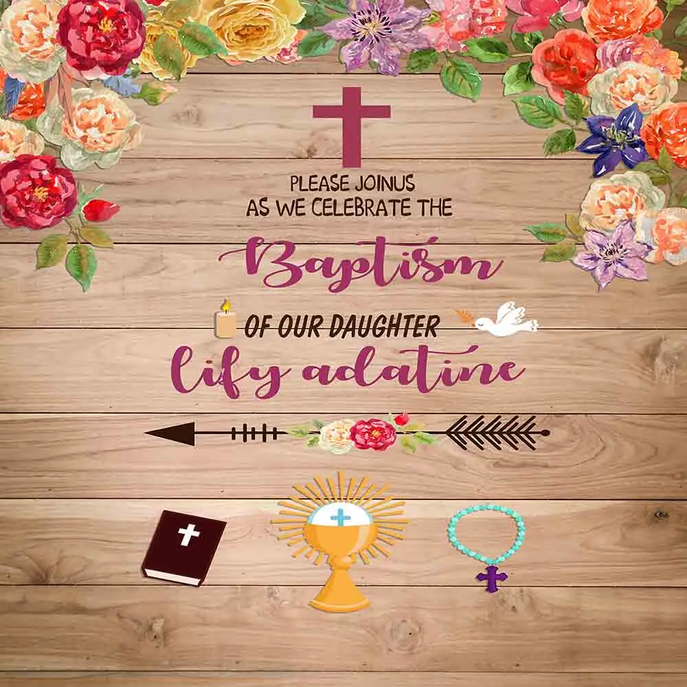 Allenjoy крещение фон для фотосъемки деревянный цветок крест на заказ Библейский