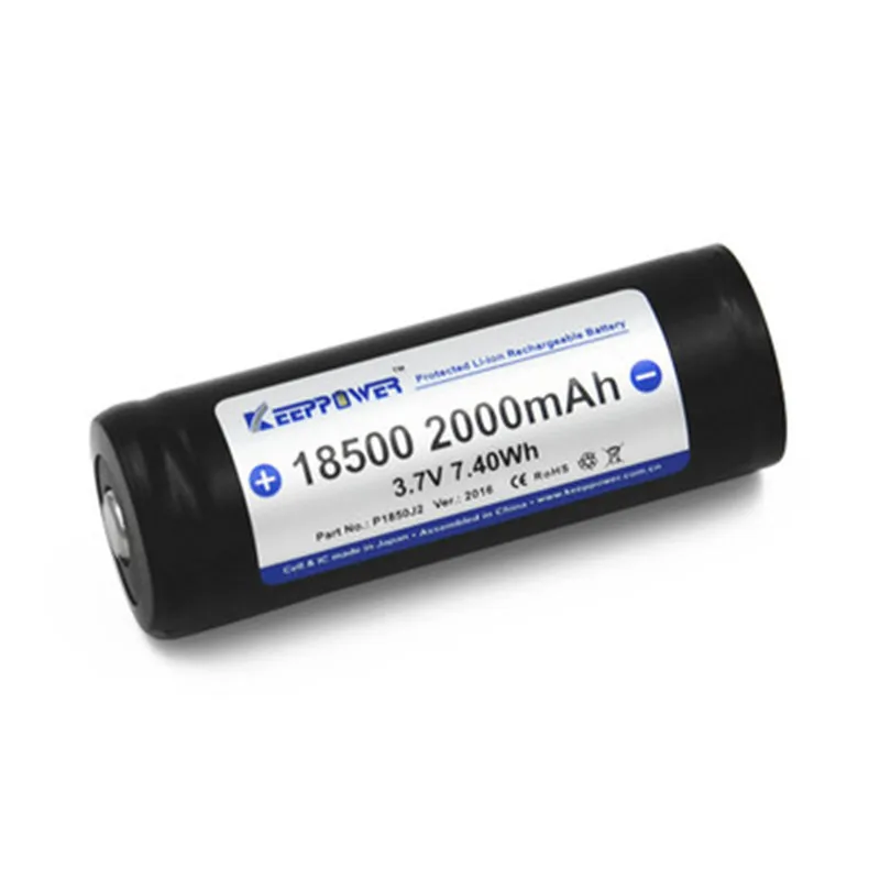 2 шт. Keeppower P1850J2 18500 2000 мАч литий ионный аккумулятор с защитой 3 7 В|rechargeable battery|battery