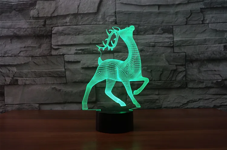 3D светодиодный ночной Светильник Sika Deer с 7 цветами, светильник для украшения дома, лампа для потрясающей визуализации, оптический светильник с датчиком иллюзии