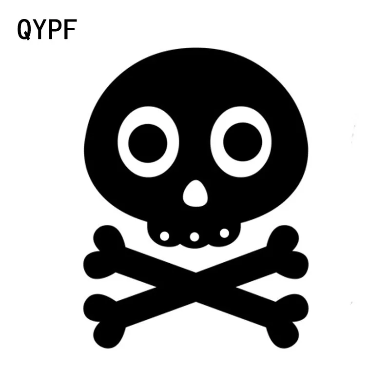 

QYPF 11,3 см * 15 см интересный милый череп Графический стикер автомобиля черный/серебристый виниловый Декор S9-2120