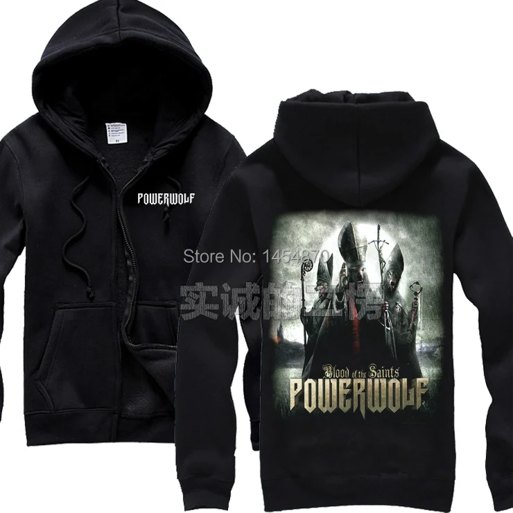 Powerwolf хлопок sudadera Толстовка Rock худи зимняя куртка в стиле панк hardrock черный