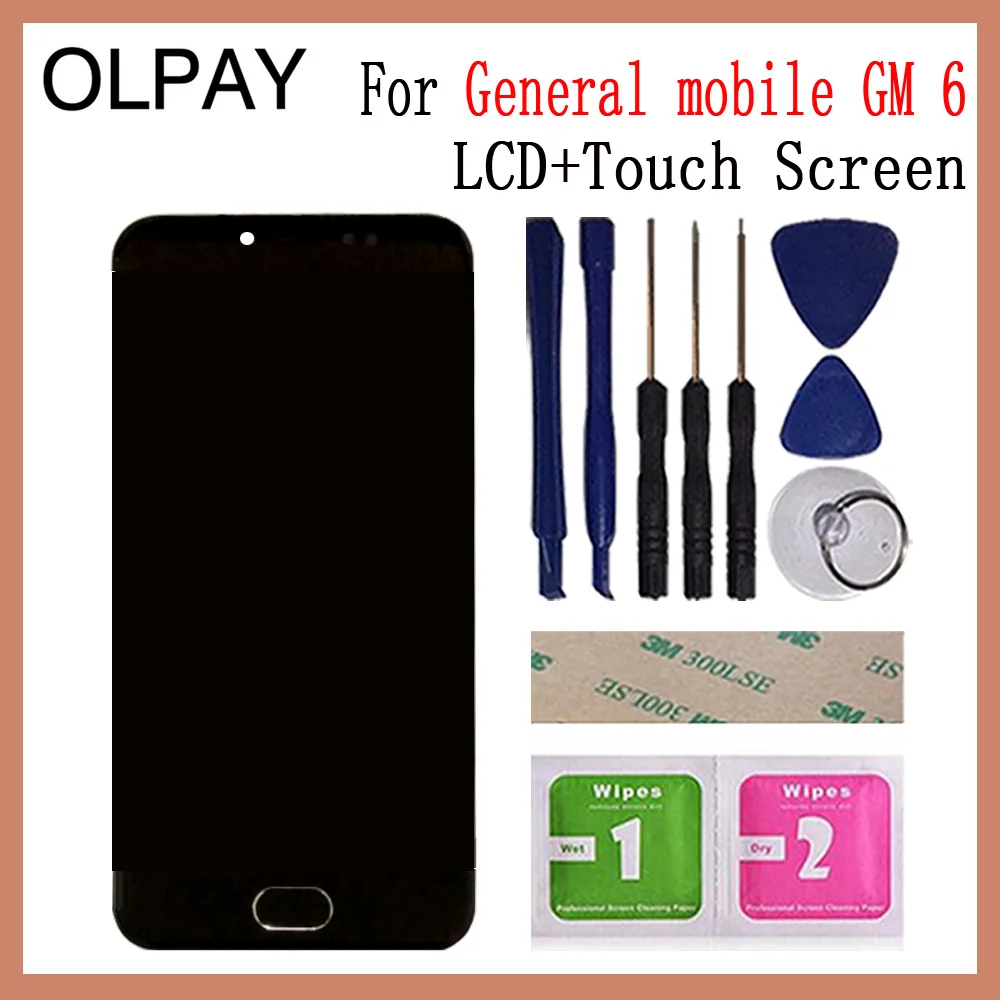 OLPAY 5," для общего мобильного GM 6 GM6 ЖК-дисплей и сенсорный экран стекло в сборе с рамкой телефона