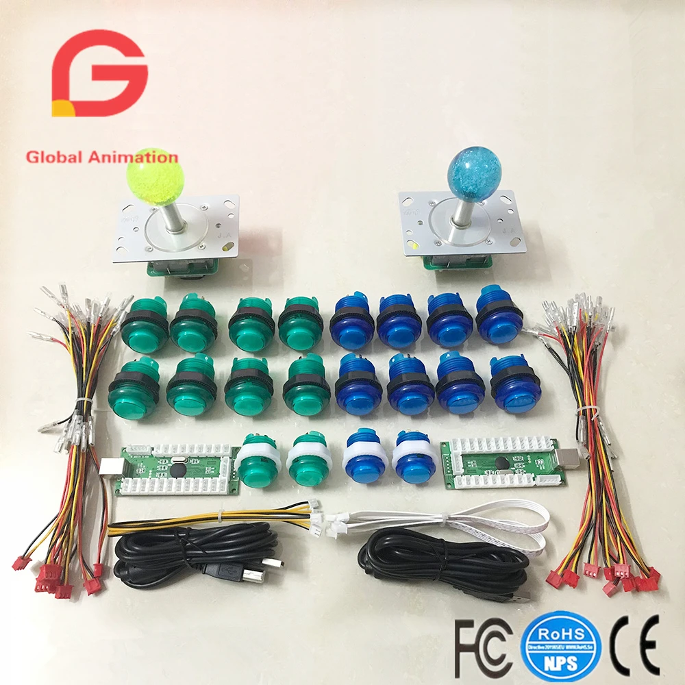 2 игрока в ПК Аркада Raspberry Pi включает 5 светодиодный джойстик с подсветкой + DIY