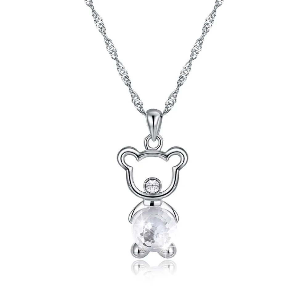 LEKANI ожерелье с кристаллами Swarovski 925 подарок для дам розовое медведем роскошное