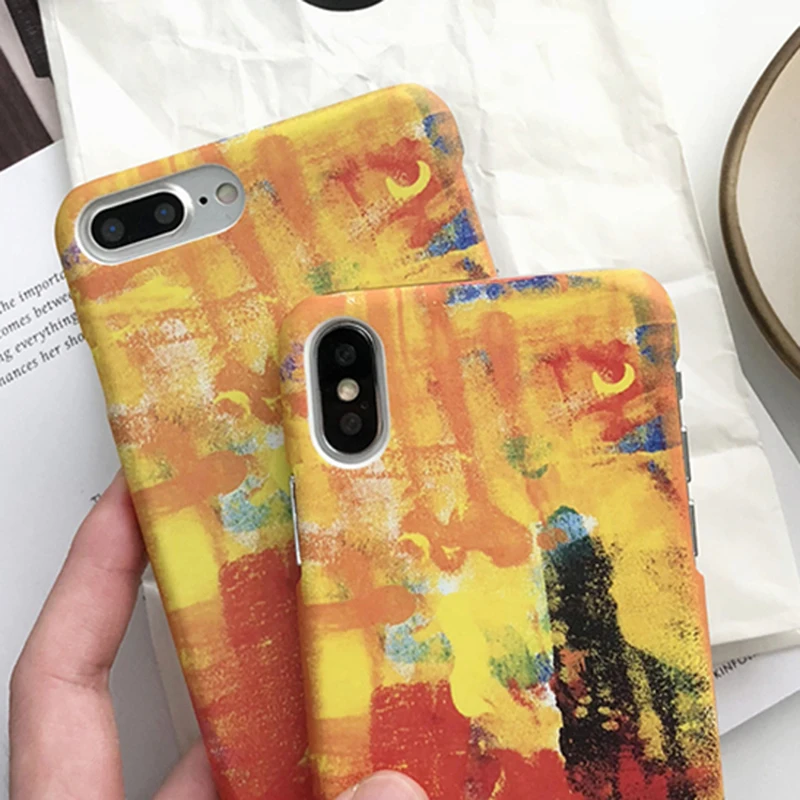 LACK Vintage Abstract Oil Painting Phone Case For iphone 6 6s 7 8 Plus Cases X Art Artistic Cartoon Hard Back Cover | Мобильные