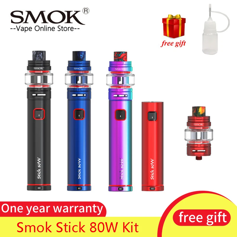 Vape ручка SMOK Stick 80 Вт Комплект Встроенный аккумулятор 2800 мАч 6 мл TF бак 0.15ом Катушка