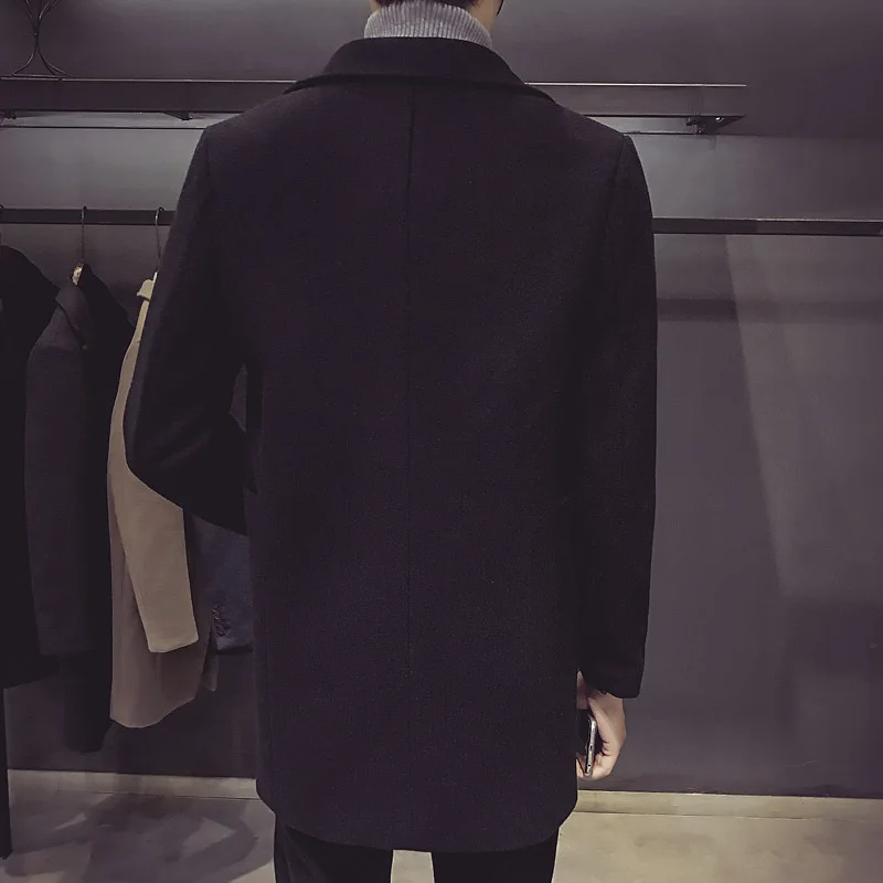 

Trench coat men's and winter new medium large jacket slim fur coat men's coat