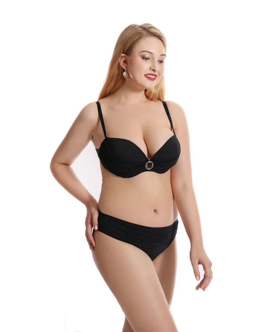 Майка с сердцем 2XL-6XL размера плюс, Одноцветный бикини, комплект бикини, пуш-ап, купальник для женщин, купальник, плюс размер, пляжный купальник для купания