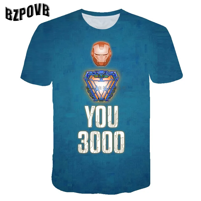 Love you 3000 раз Лето Досуг 3D Футболка союз Мстителей 4t Железный человек с коротким