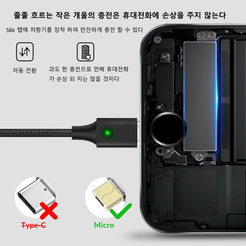 Магнитный кабель TOPK F-Line1 Micro USB для синхронизации данных нейлоновый Плетеный