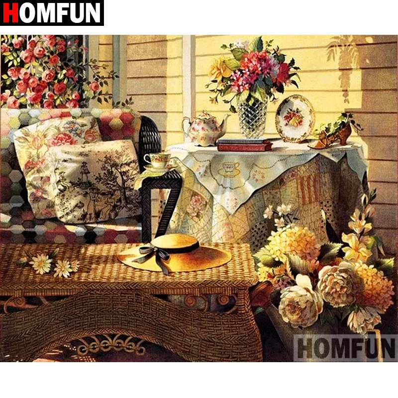 Алмазная 5D картина HOMFUN цветочный пейзаж вышивка крестиком полная выкладка