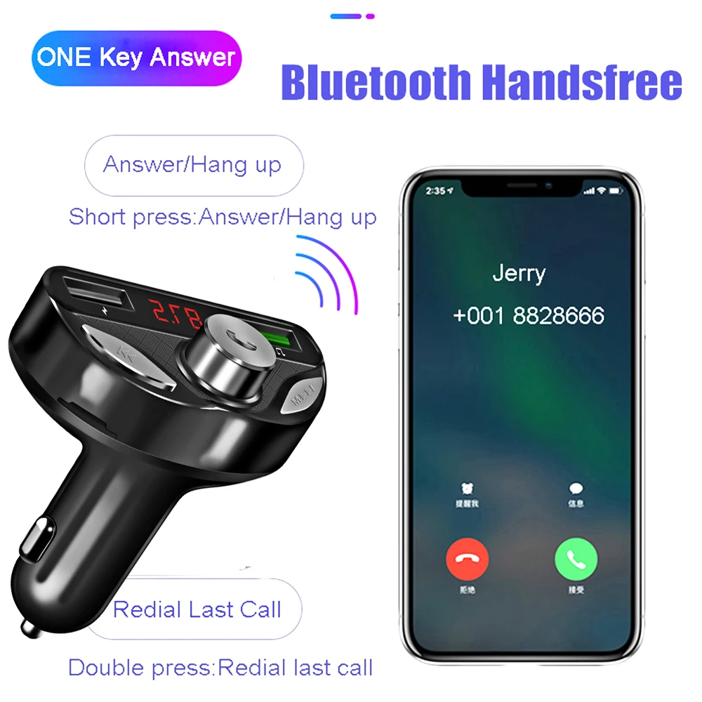 JINSERTA Bluetooth 5 0 FM передатчик модулятор громкой связи автомобильный комплект 3 мм AUX
