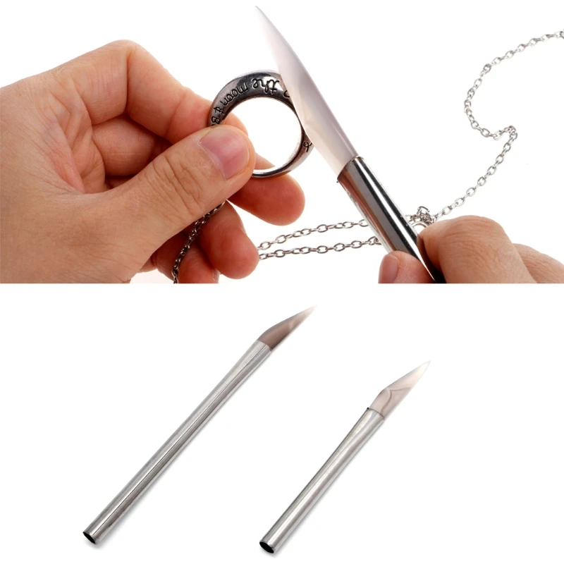 

Drop&Wholesale Knife Tipped Agate Stone Burnisher Burnishing Jewelry Making Tool With Handle APR28