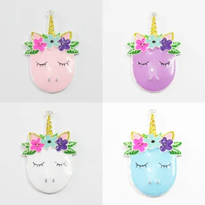 (Сначала выбор цвета) 50 мм * 33 мм 10 шт.пакет полностью покрытый эмалью Glittler спальный Единорог Подвеска для браслетов, для изготовления ювелирных изделий