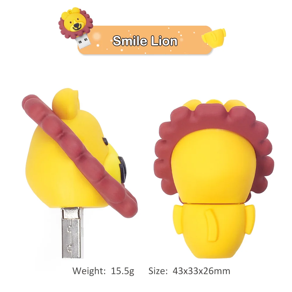 So Cute Lion USB Flash Drive Elephant Character 64gb 32gb 16gb 8gb 4gb U Disk Student Memory Stick Pendrive | Компьютеры и офис