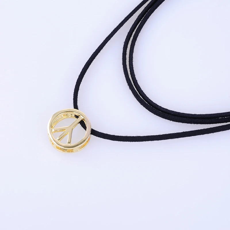 Горячие продажи многослойных black leather choker ожерелье готический простой цинковый
