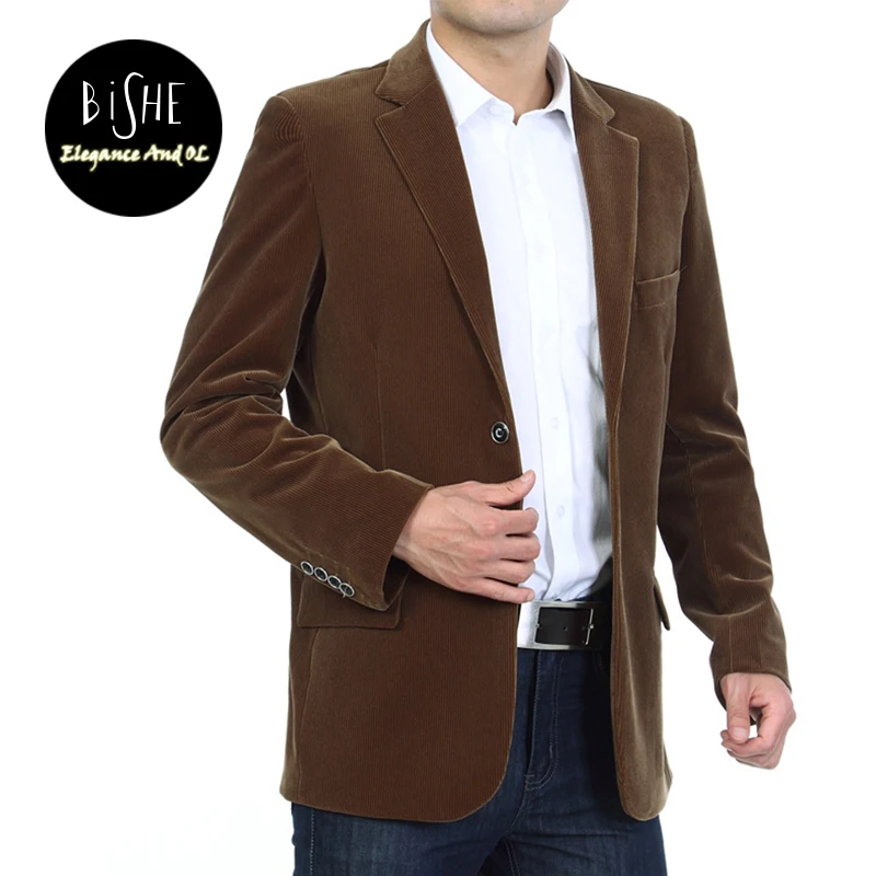Men's Cotton Corduroy Coat Single Breasted Blazer Jacket Mens Casual Costume Homme | Мужская одежда