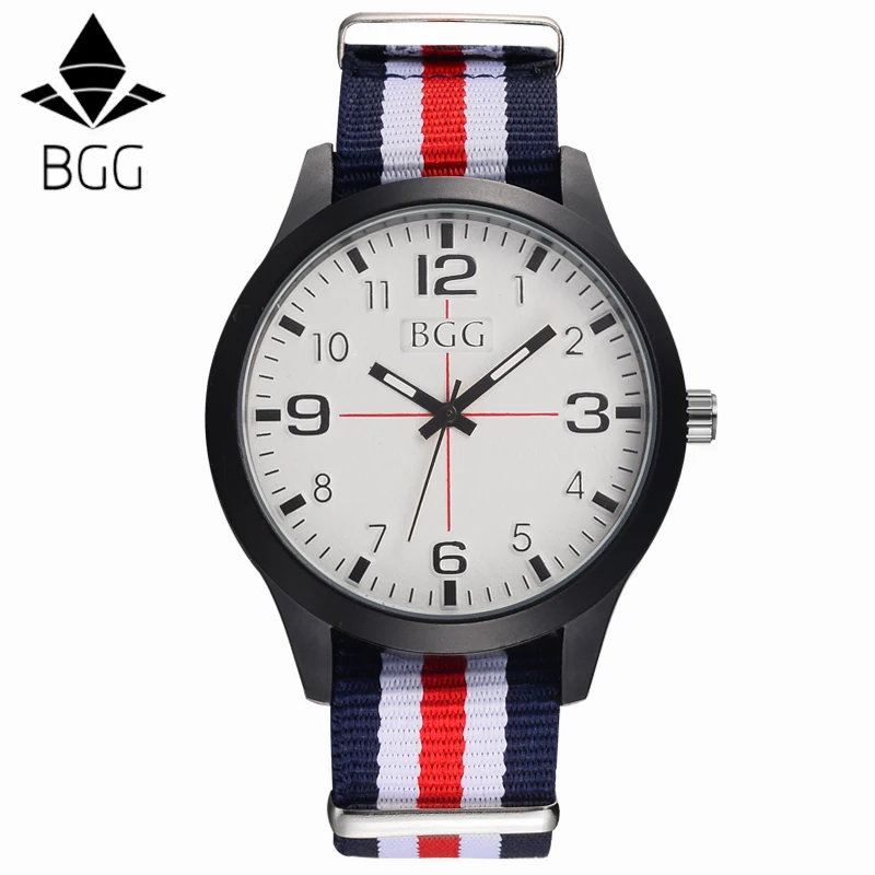 BGG бренд Для мужчин армия нейлон ремень Сталь циферблат Часы Костюмы хронограф